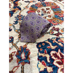 Valentino Cravatte Silk Tie Purple Gray Medallion Print Italy Luxury Designer